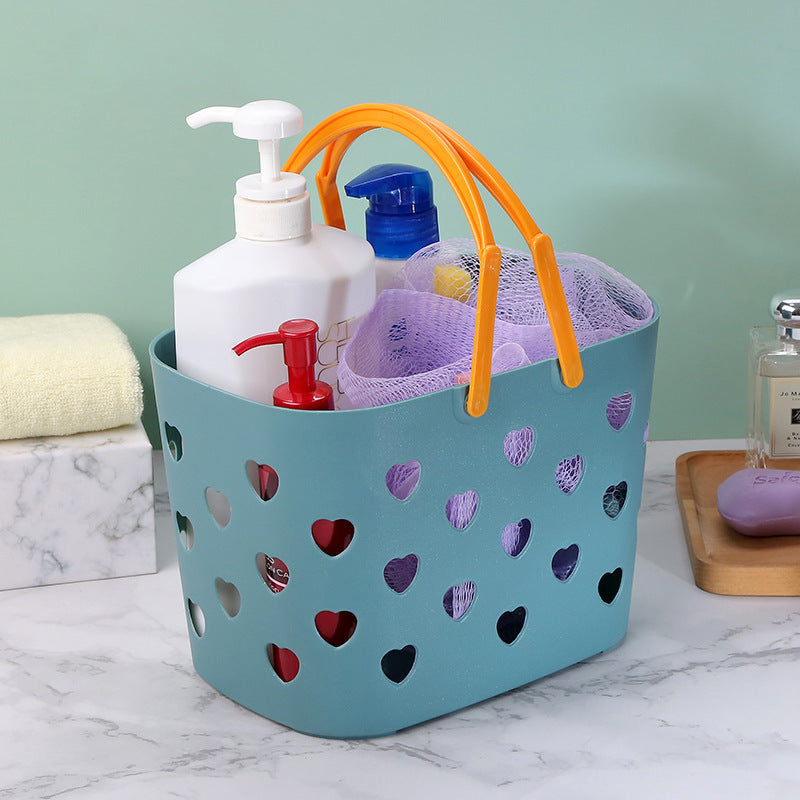 Heart Cutout Shower Caddy Tote for Drained Bath Storage