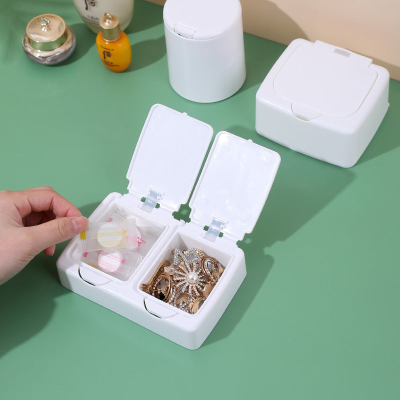 Desktop Cotton Swab Organizer with Pop-Up Dispenser