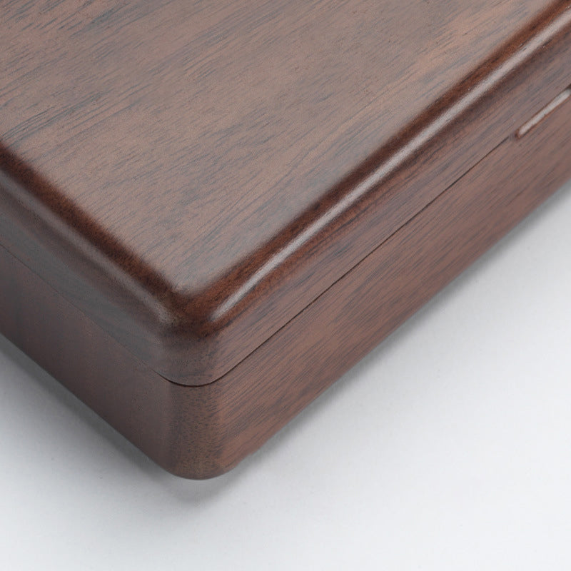 Solid Black Walnut Jewelry Box with Mirror & Magnetic Lid