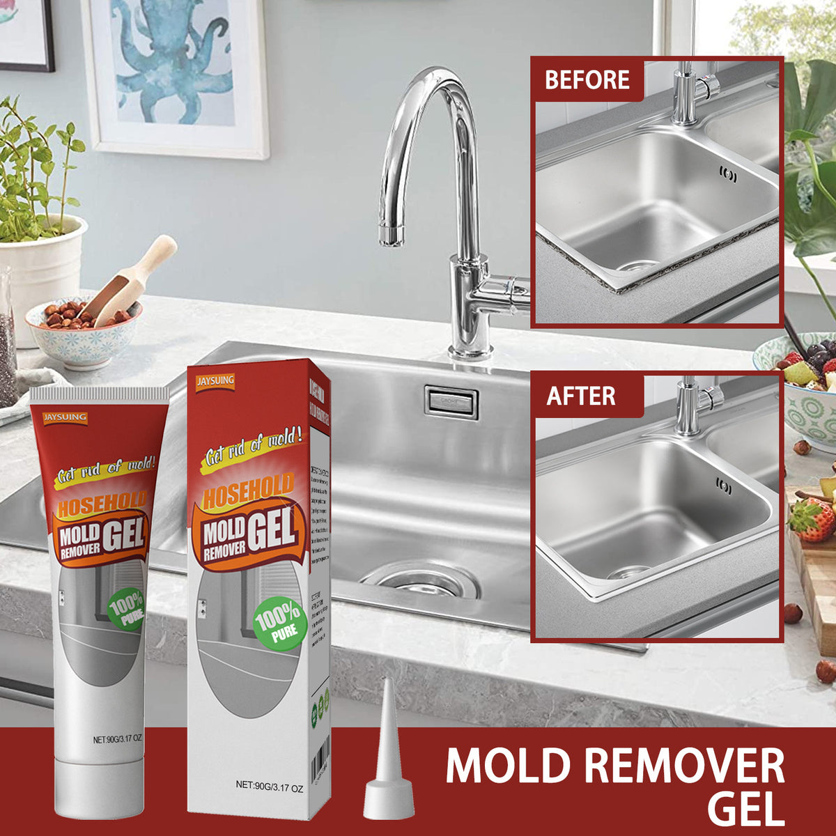 Mold Removal Gel for Walls, Bathrooms & Appliance Seals