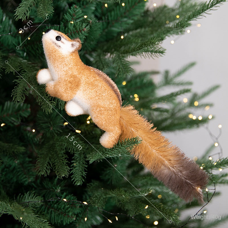 Plush Squirrel Christmas Ornament with Fluffy Tail