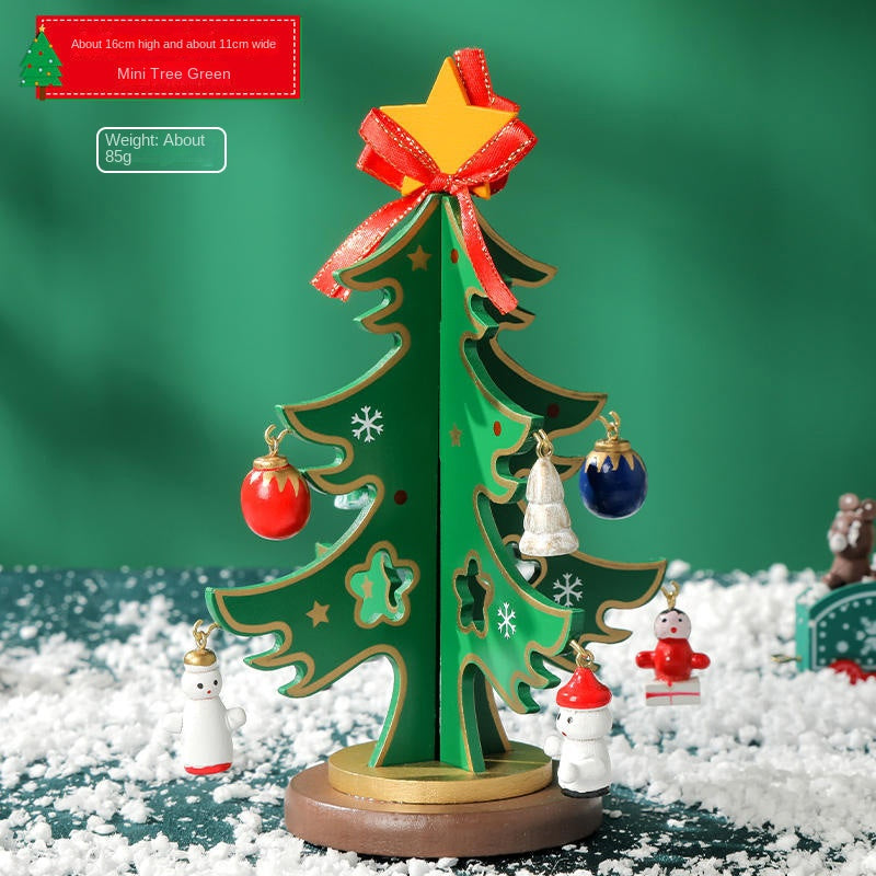 Mini Wooden Christmas Tree Decor for Small Spaces & Shelves