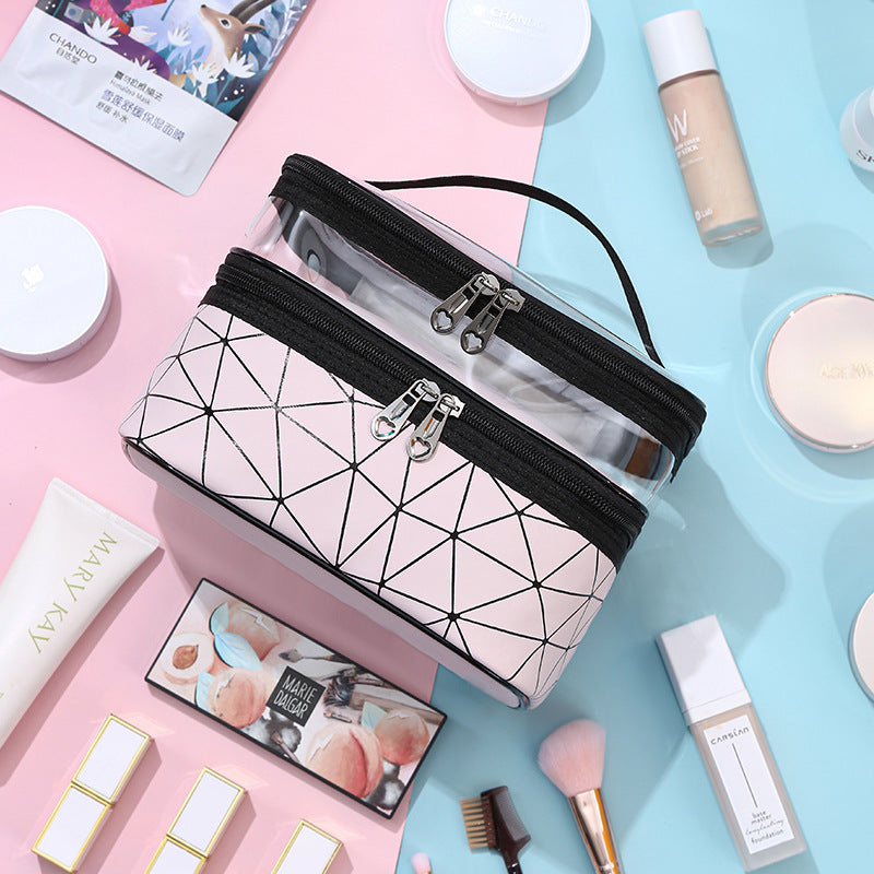 Double-Layer Waterproof Cosmetic Bag for Travel & Skincare