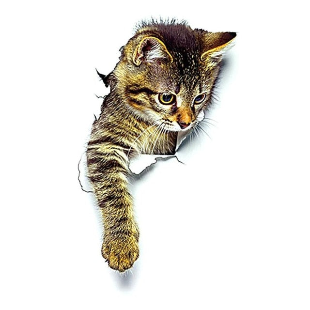 3D Cat Wall Sticker – Removable Trompe L'oeil Decal
