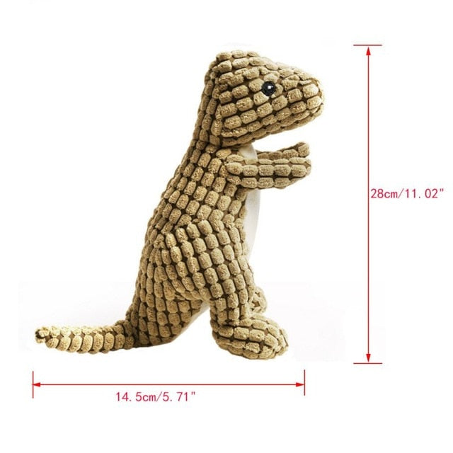 Dinosaur Plush Dog Chew Toy with Squeaker for Puppies