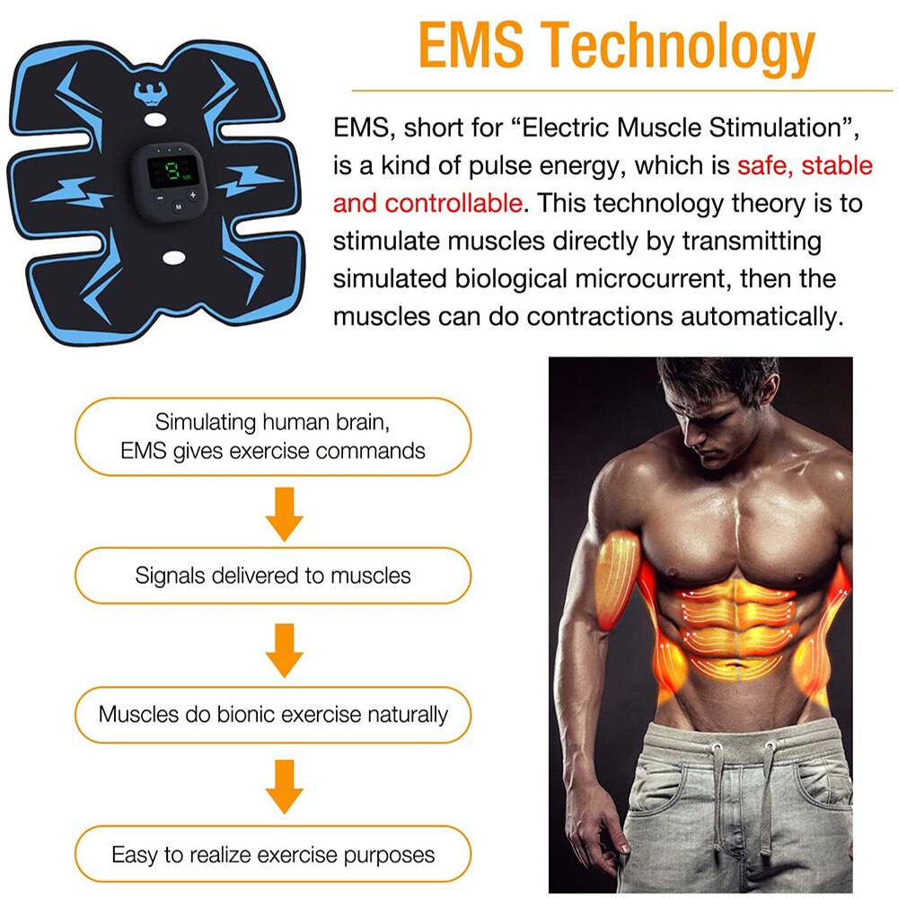 EMS Muscle Stimulator with LED Display USB Rechargeable Abdo