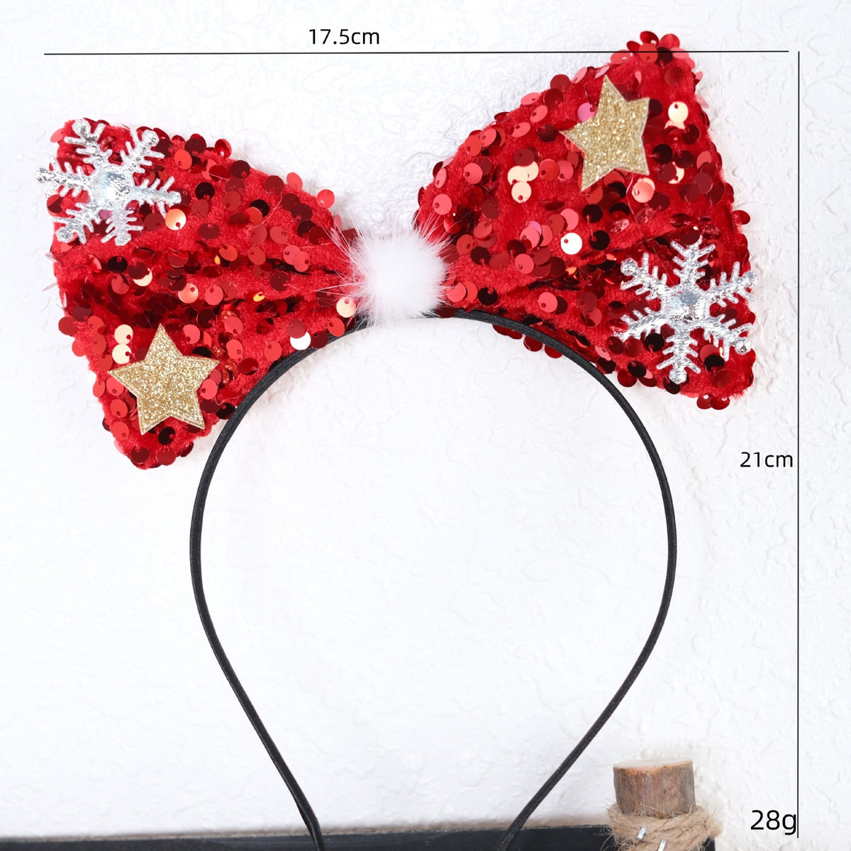 Christmas Sequin Bow Headband | Festive Photo Prop