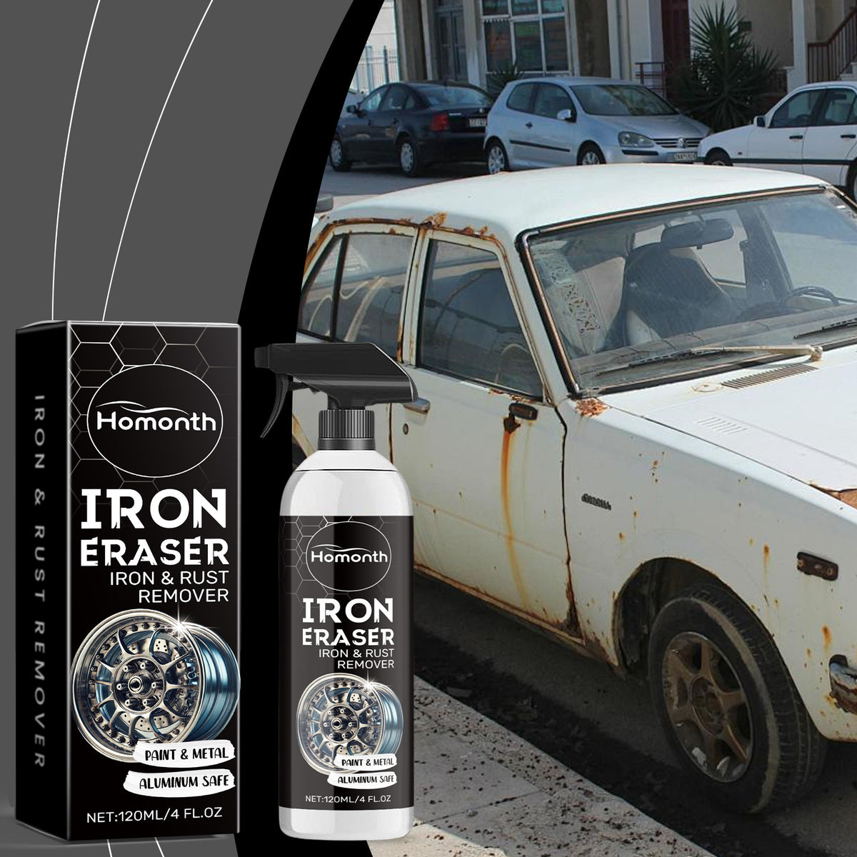 Car Rust Remover Spray for Wheels and Metal Surfaces