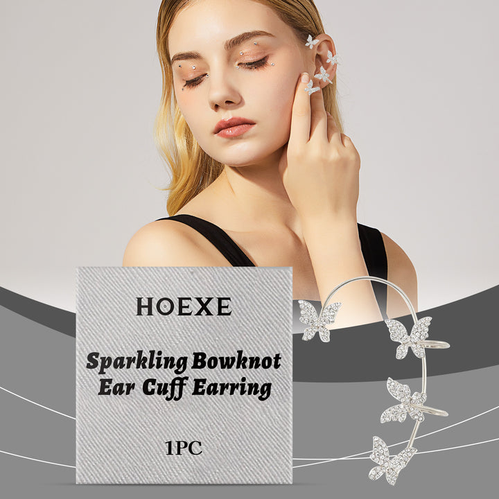 No-Piercing Butterfly Ear Cuff With Sparkling Bow