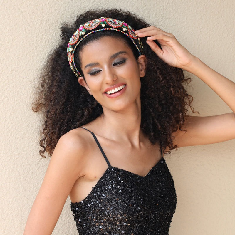 Statement Baroque Headband With Colorful Jewel Sparkle