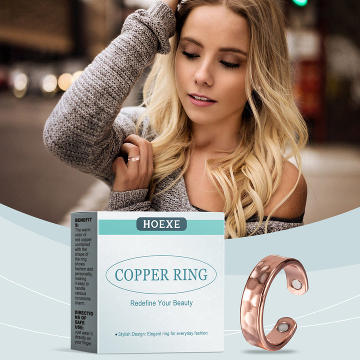 Red Copper Corrugated Ring for Distinctive Daily Style
