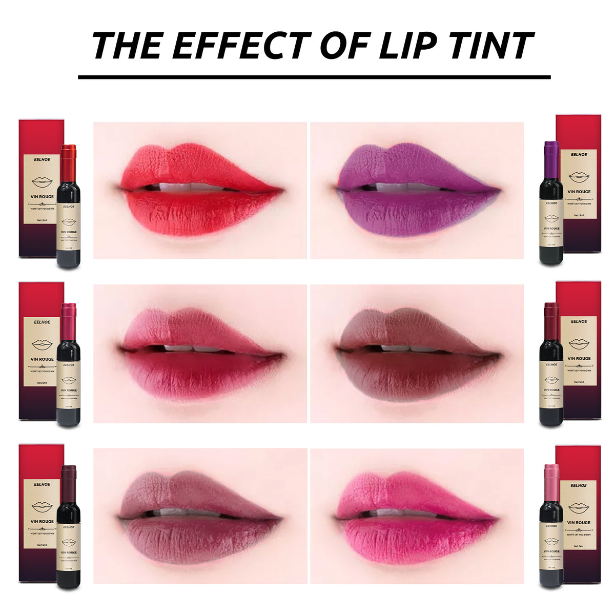 Lip Tint Long-Lasting Wine Red, Non-Stick Cup Color