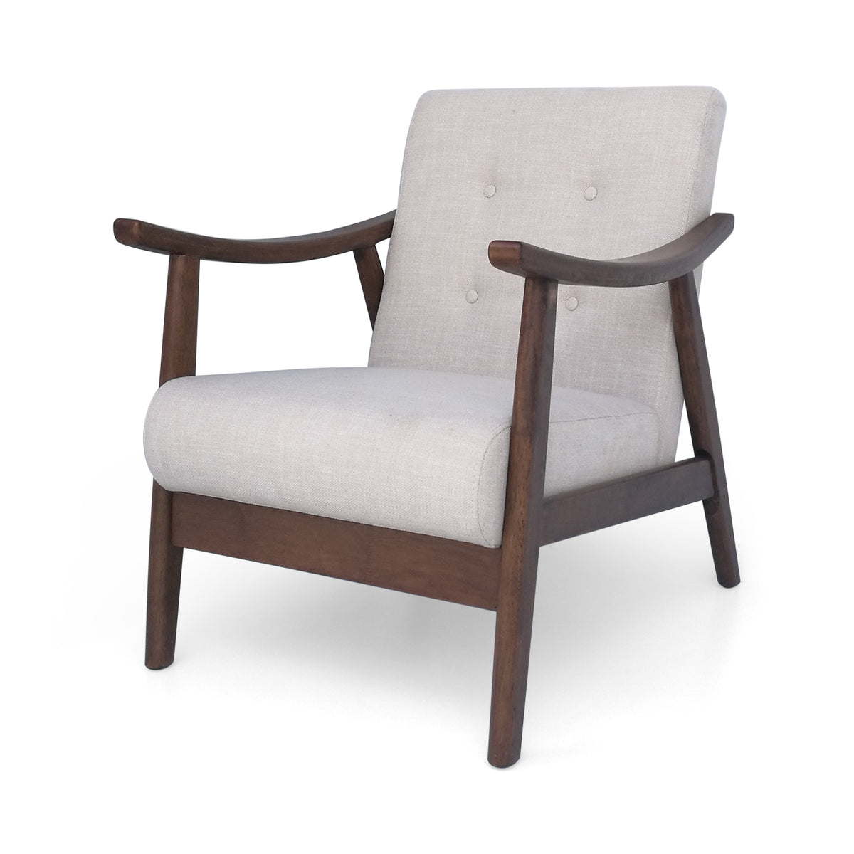 Mid-Century Tufted Linen Accent Armchair for Living Rooms