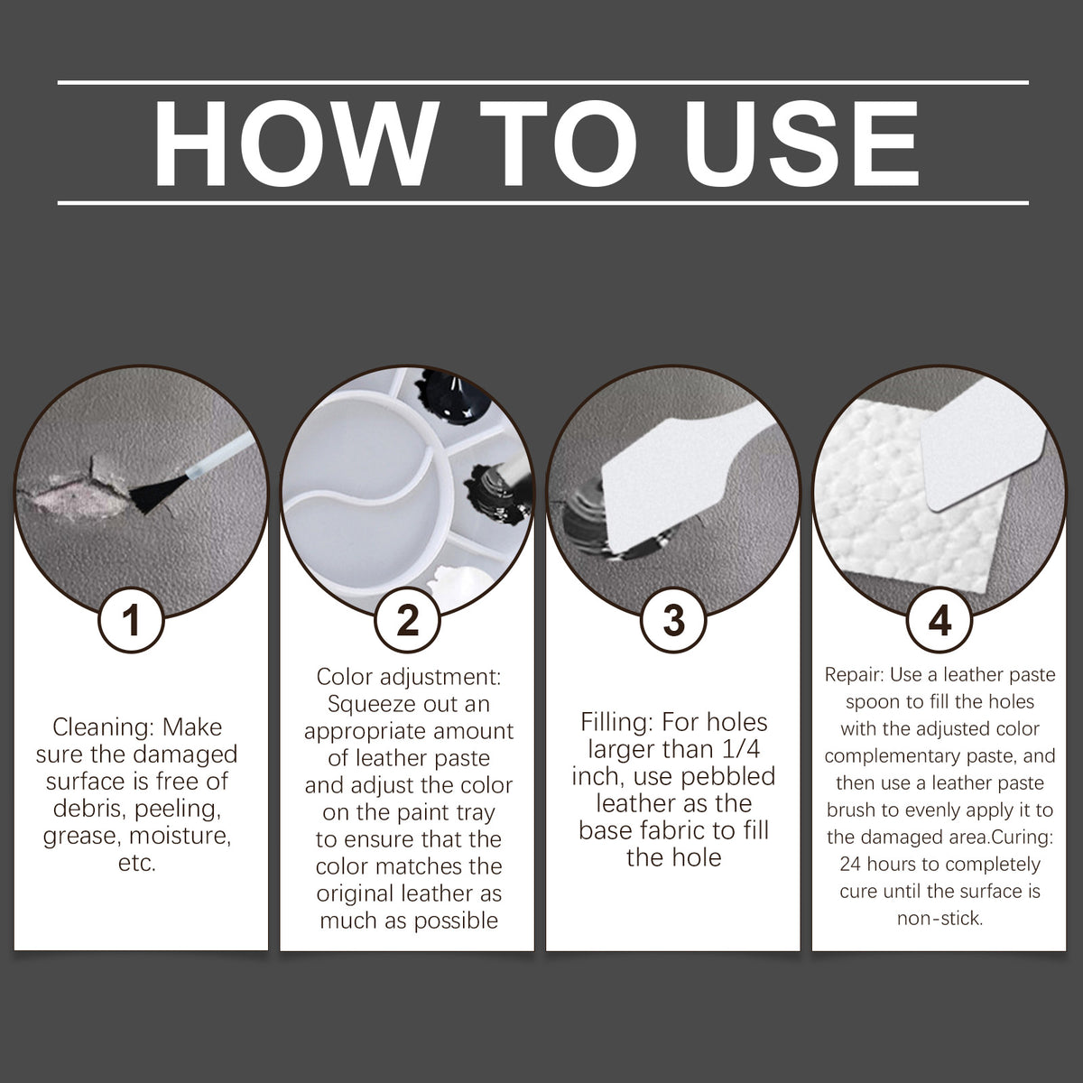 Leather Repair Kit for Sofa, Car Seats & Vinyl Surfaces