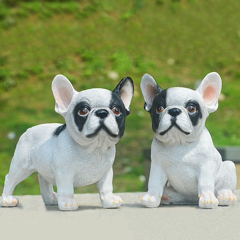 French Bulldog Garden Statue: Lifelike Resin Puppy Decor