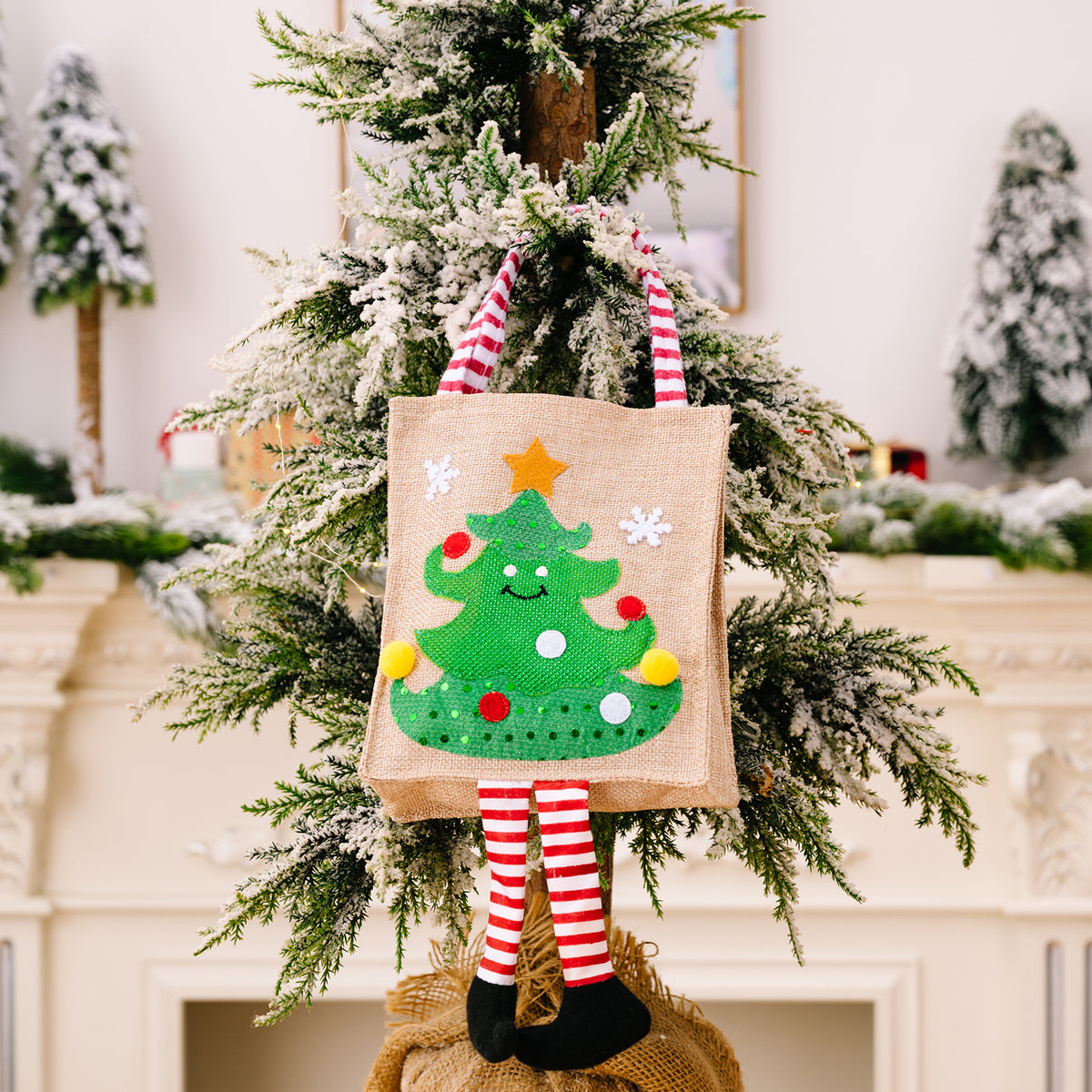 Christmas Gift Tote Bags for Kids, Reusable Holiday Decor