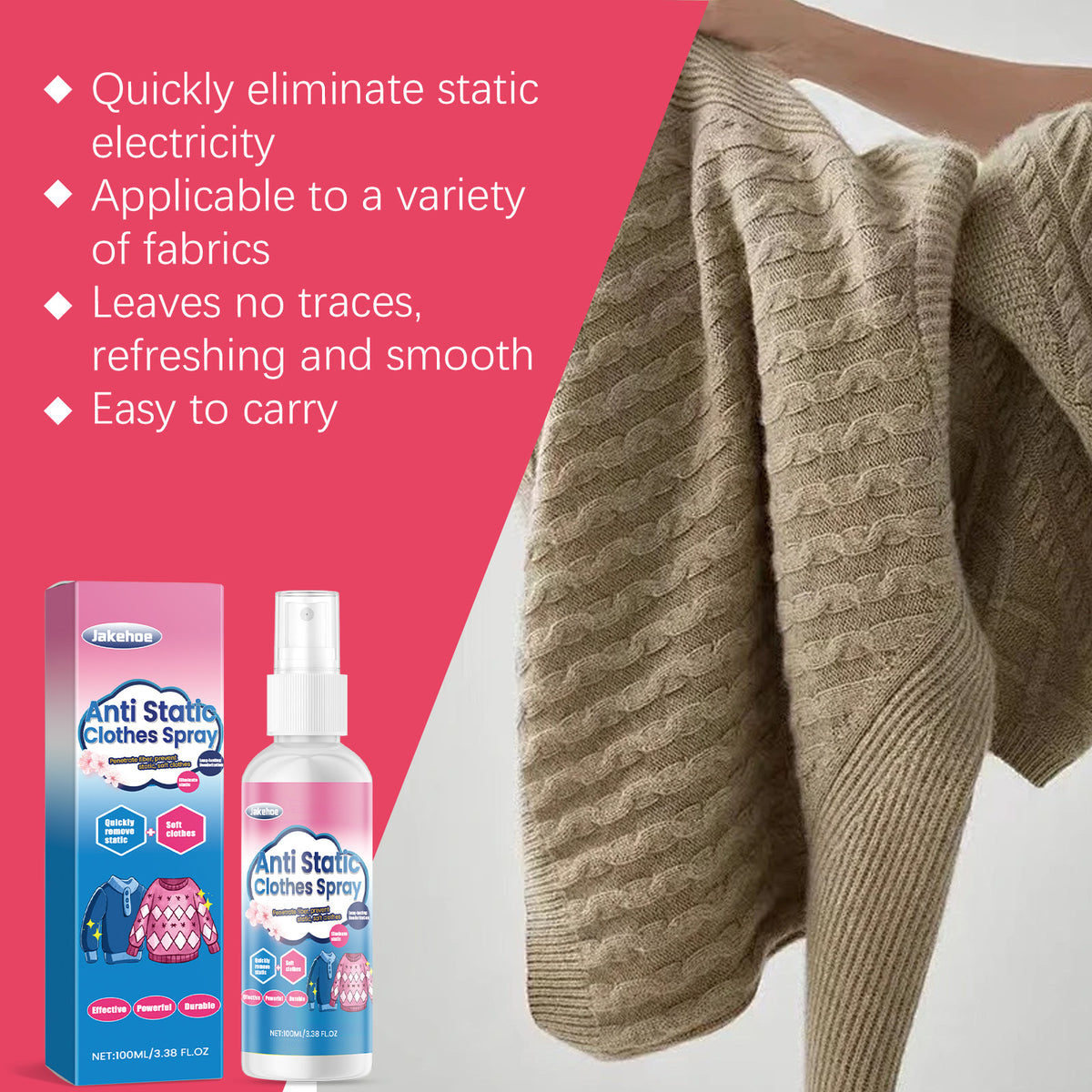 Clothing Anti-Static Spray for Smooth, Soft Fabrics