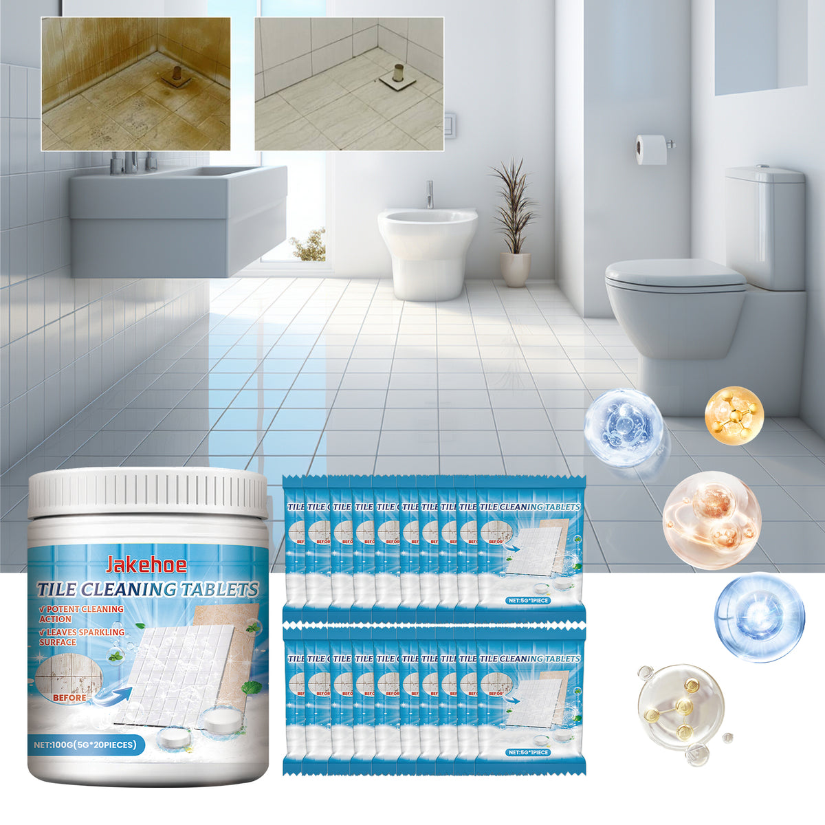 Tile Cleaning Tablets for Sparkling Bathroom Surfaces