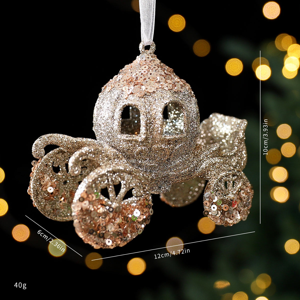 Christmas Tree Ornaments Champagne Gold Sparkling Decor