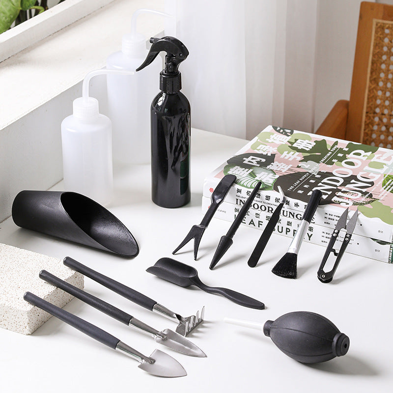 Succulent Repotting Tool Set with Wooden Storage Caddy