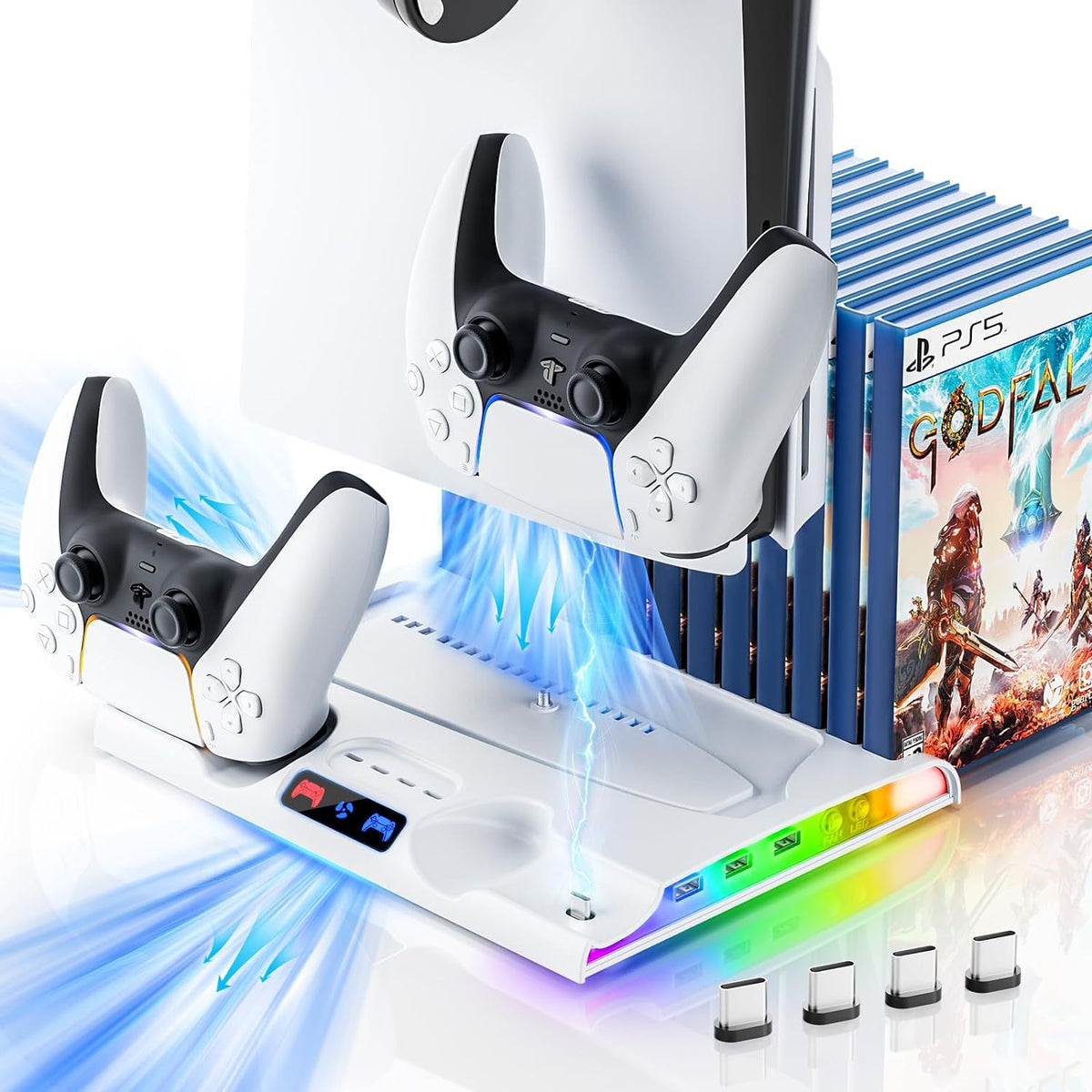 PS5 Slim Charging Dock with Cooling Fan & RGB Lighting