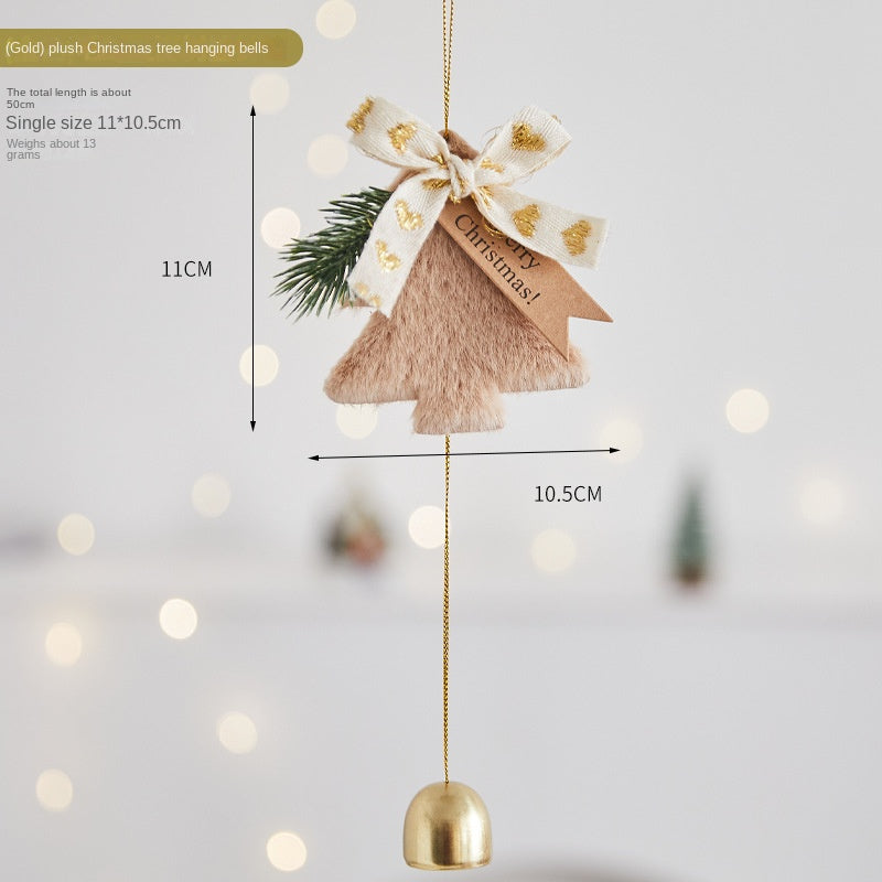 Plush Christmas Tree Ornaments with Jingle Bell Charm
