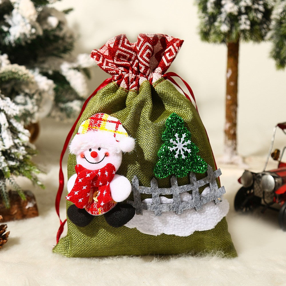 Christmas Gift Bags Set of 2 Reusable Snowman Pouches