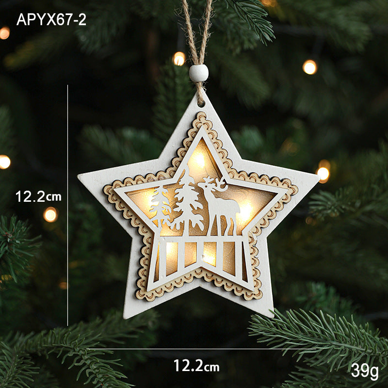 Illuminated Wooden Christmas Ornaments for Cozy Glow