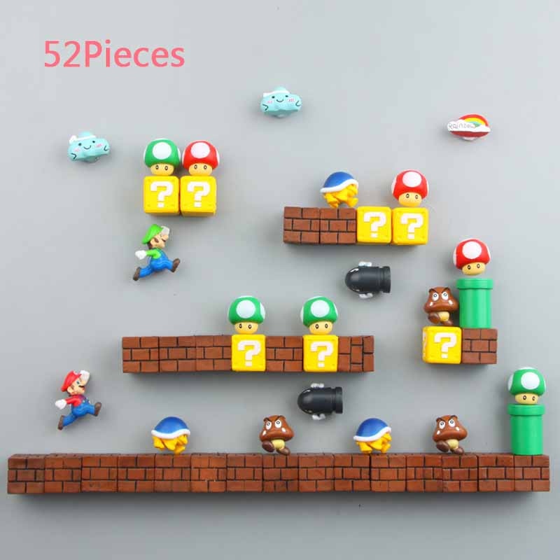 Super Mario Fridge Magnets: 8-Piece 3D Resin Decor Set