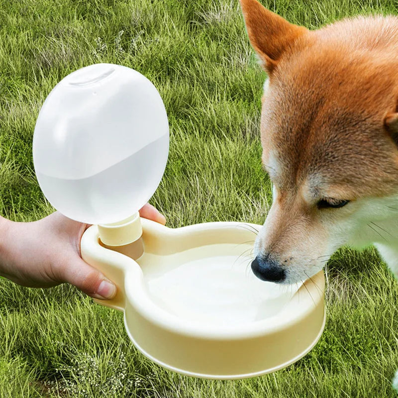 Portable Pet Water Bottle with Foldable Bowl, 500ml