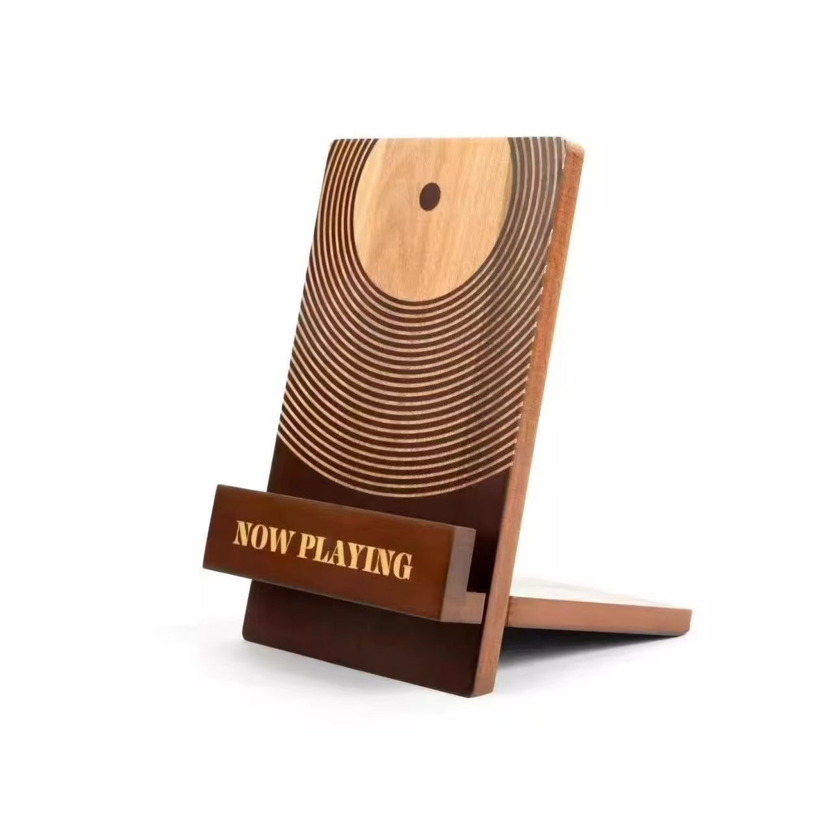 Solid Wood Vinyl Record Display Stand for Your Desk