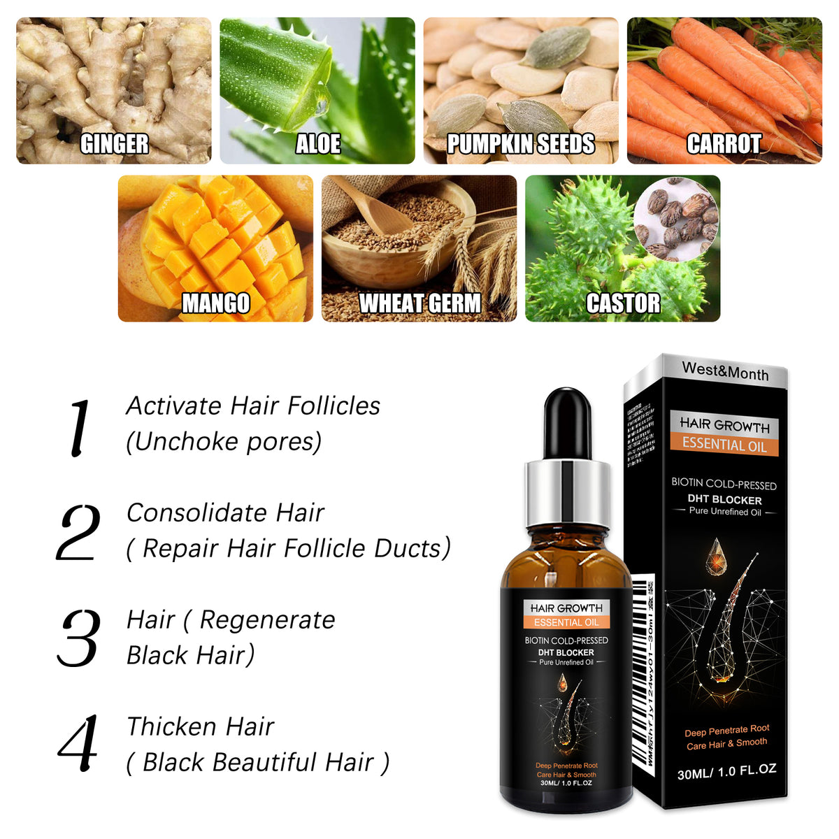 Biotin Hair Growth Oil for Dry Hair and Scalp Care