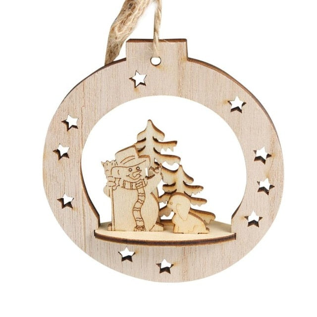 Wooden Christmas Tree Ornaments for Rustic Woodland Decor