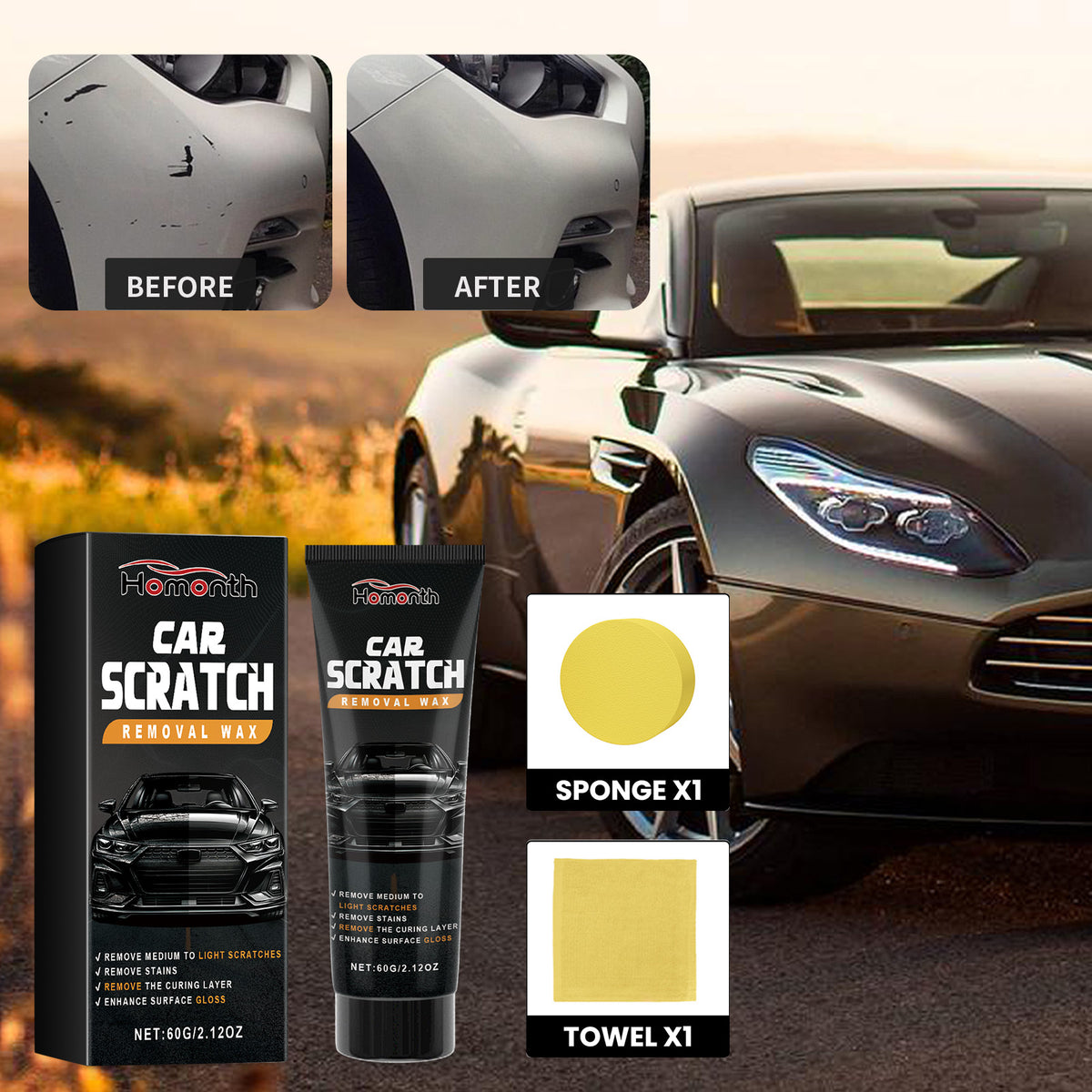 Car Scratch Remover Wax for Light Scratch Gloss Repair