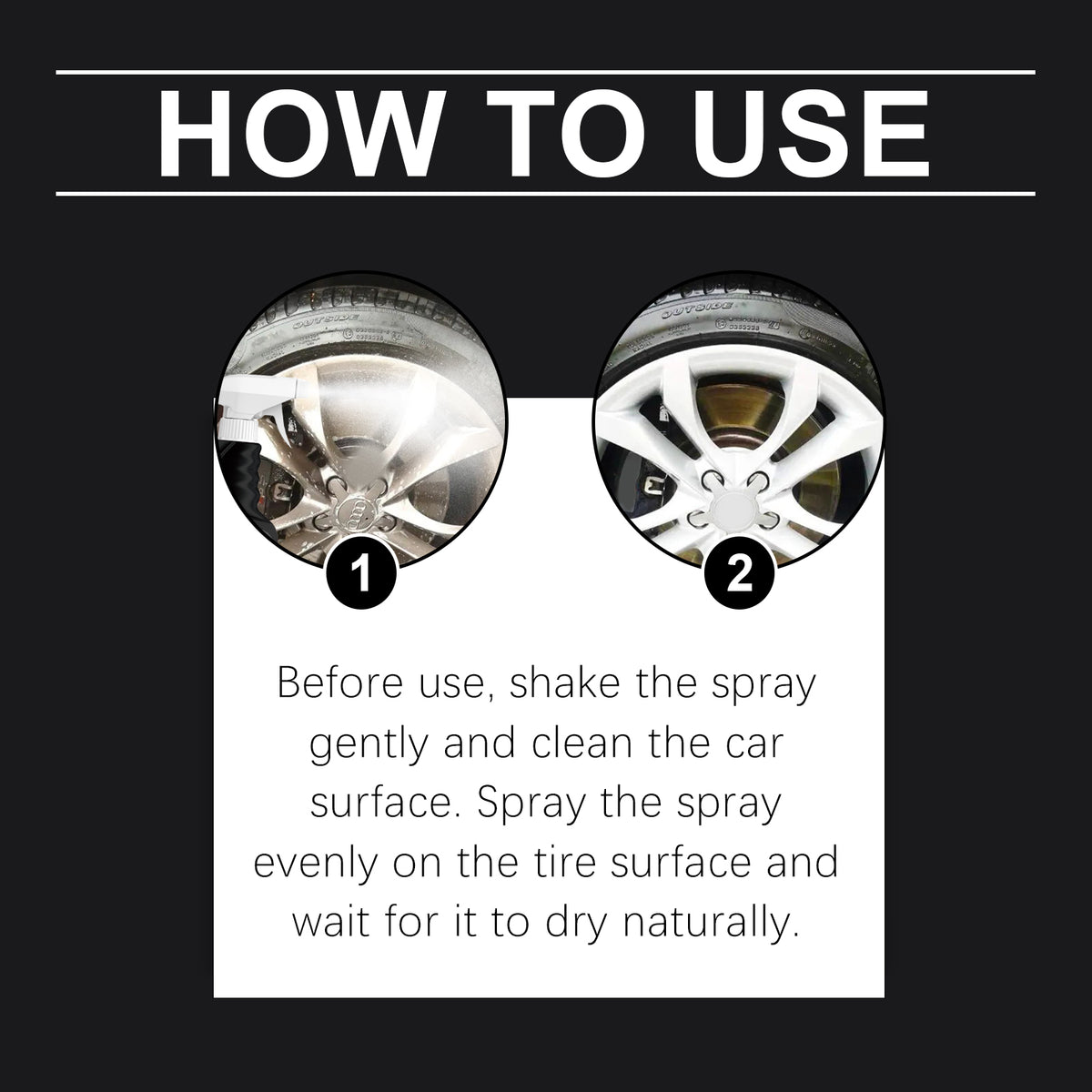 Tire Shine Spray for Deep Dark, Long-Lasting Gloss Finish