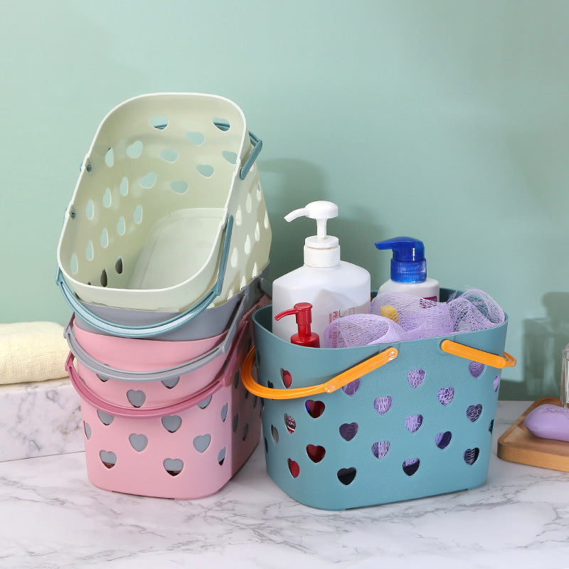 Heart Cutout Shower Caddy Tote for Drained Bath Storage