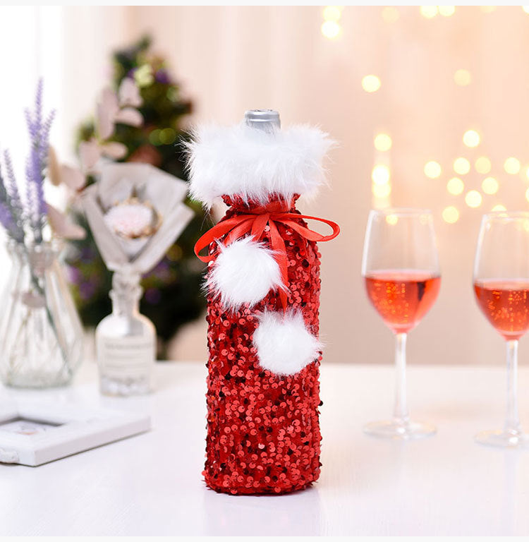 Christmas Wine Bottle Cover – Sparkling Table Decor