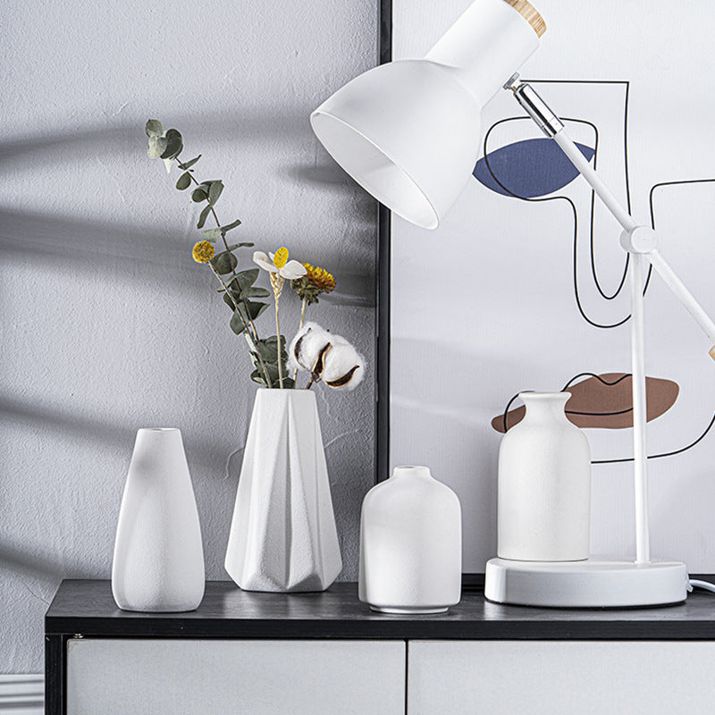 Matte White Ceramic Vase for Dried Flowers, Nordic Style