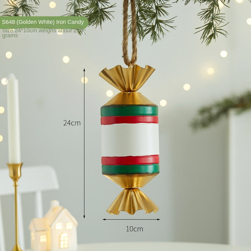 Candy-Shaped Iron Christmas Ornaments, 3-Piece Set