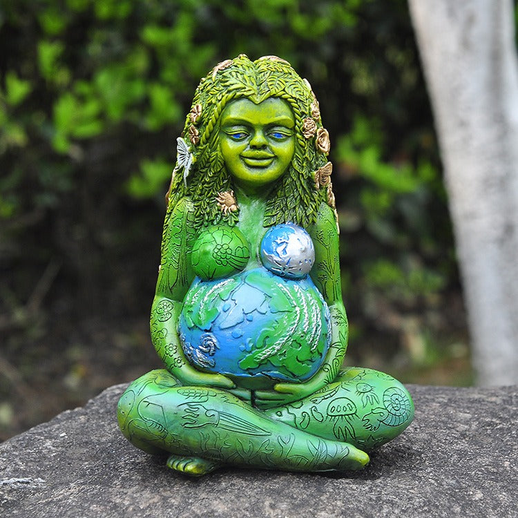 Outdoor Gaia Earth Mother Statue for Garden and Altar Decor