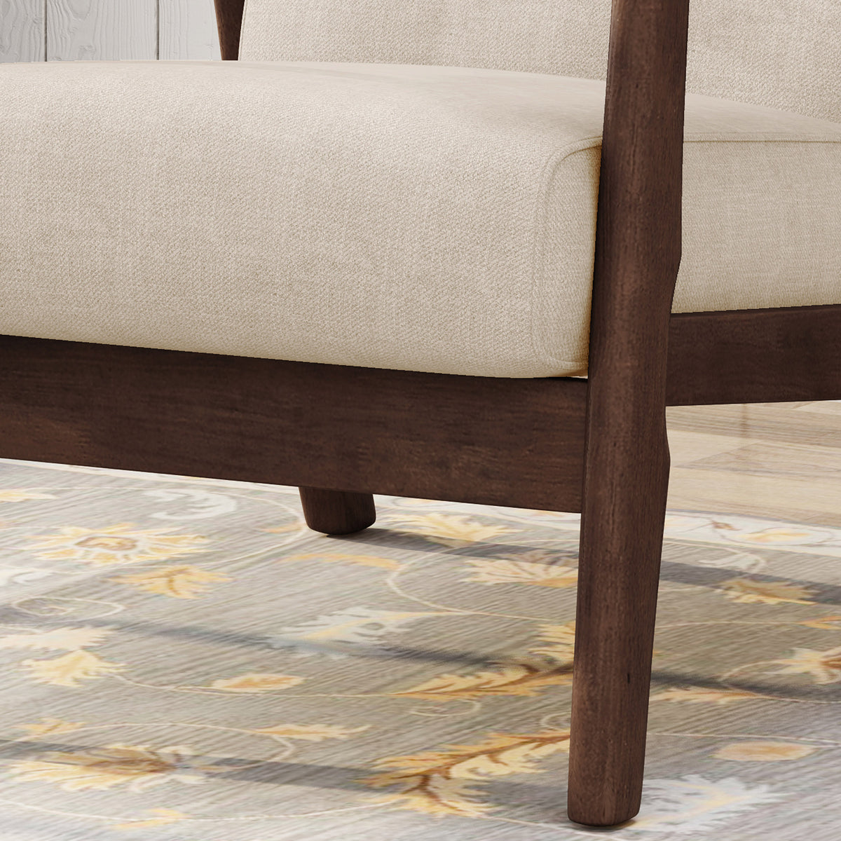 Mid-Century Tufted Linen Accent Armchair for Living Rooms