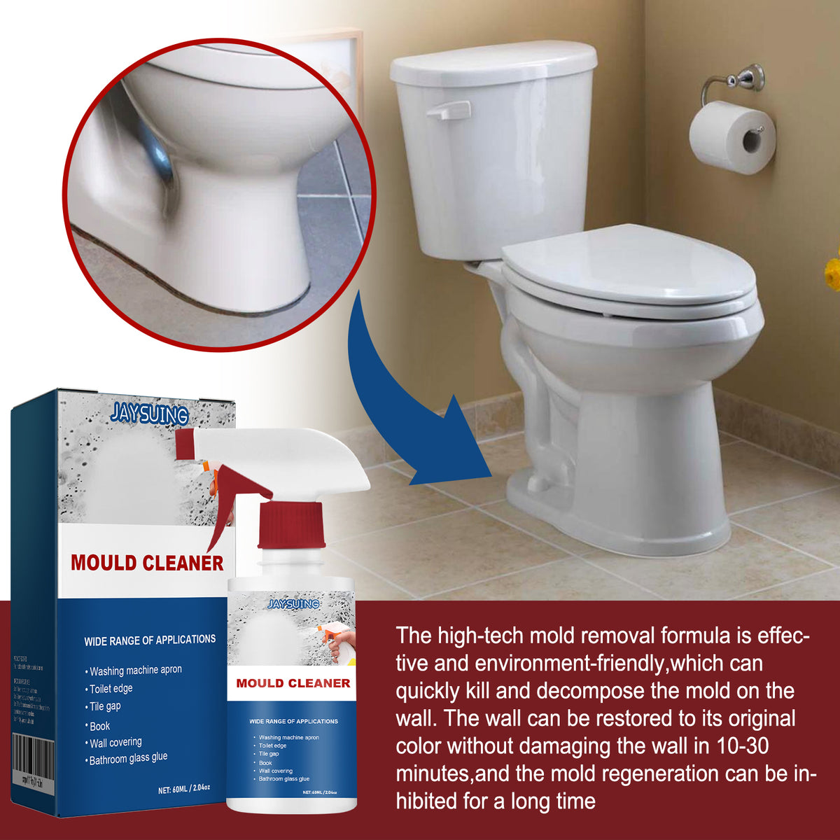 Mold Remover Spray for Bathroom Walls, Tiles & Grout