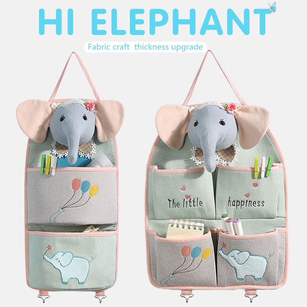 Wall Mounted Elephant Hanging Storage Bag for Kids Room
