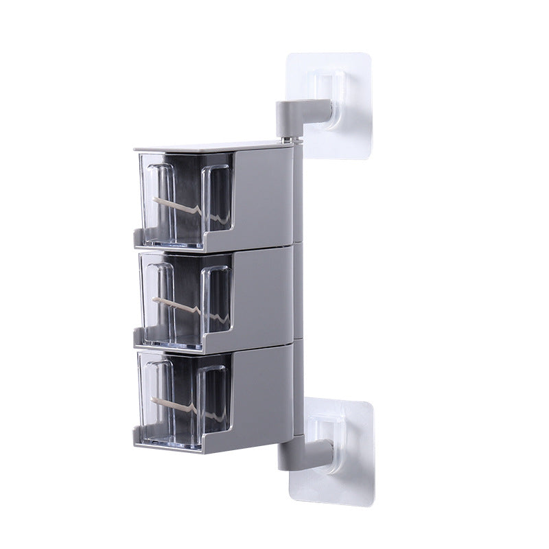 Wall-Mounted Spice Rack with Rotating Drawers, No Drilling