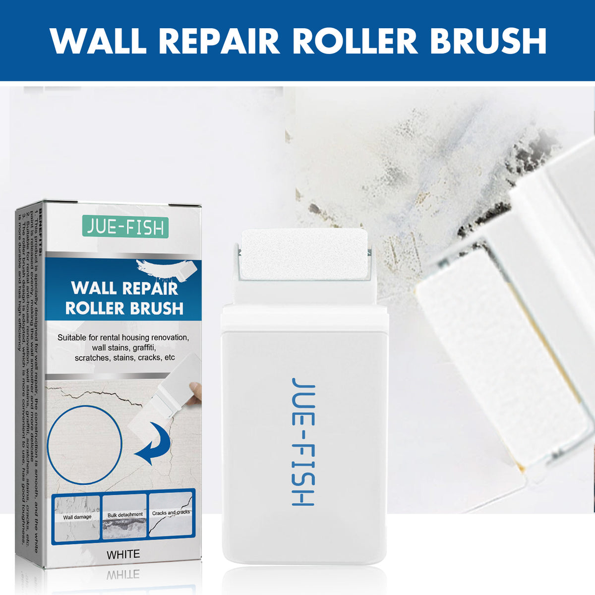 Wall Repair Roller Brush for Smooth White Touch-Ups