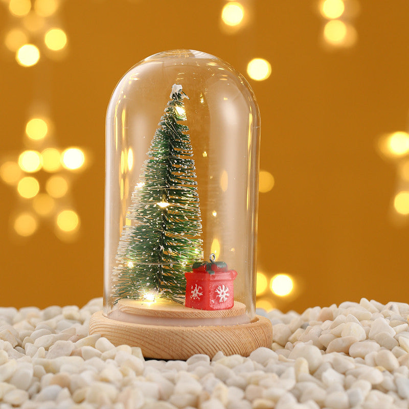 Christmas Glass Dome Tree Decor With Warm Holiday Glow
