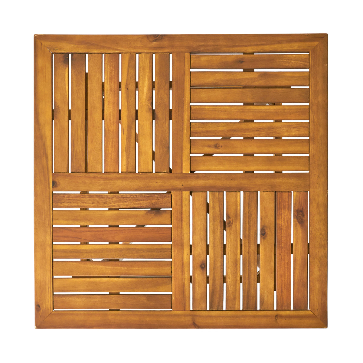 Teak-Finish Square Wood Patio Table for Two Outdoors