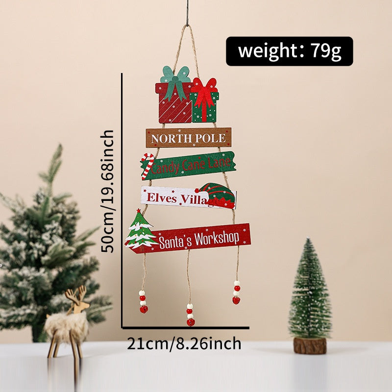 Wooden Christmas Hanging Sign - Rustic Holiday Wall Decor