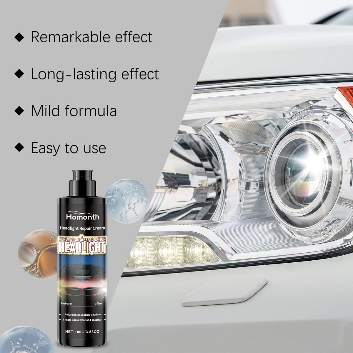 Automotive Headlight Repair Paste for Clearer Lamps