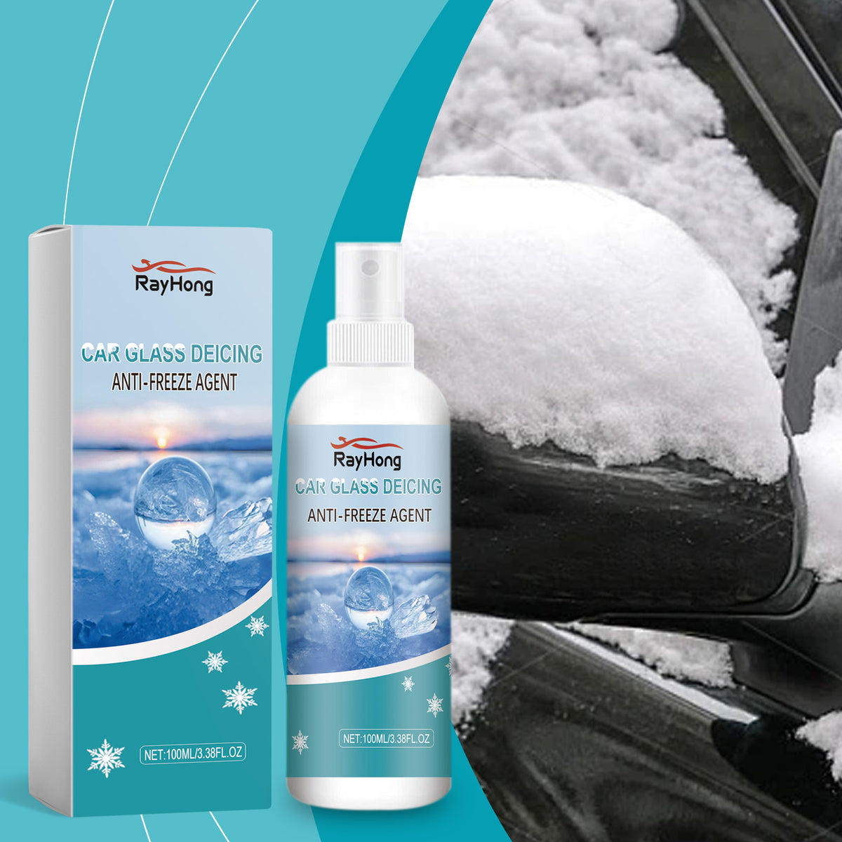 Windshield De-Icer Spray for Clear Winter Visibility